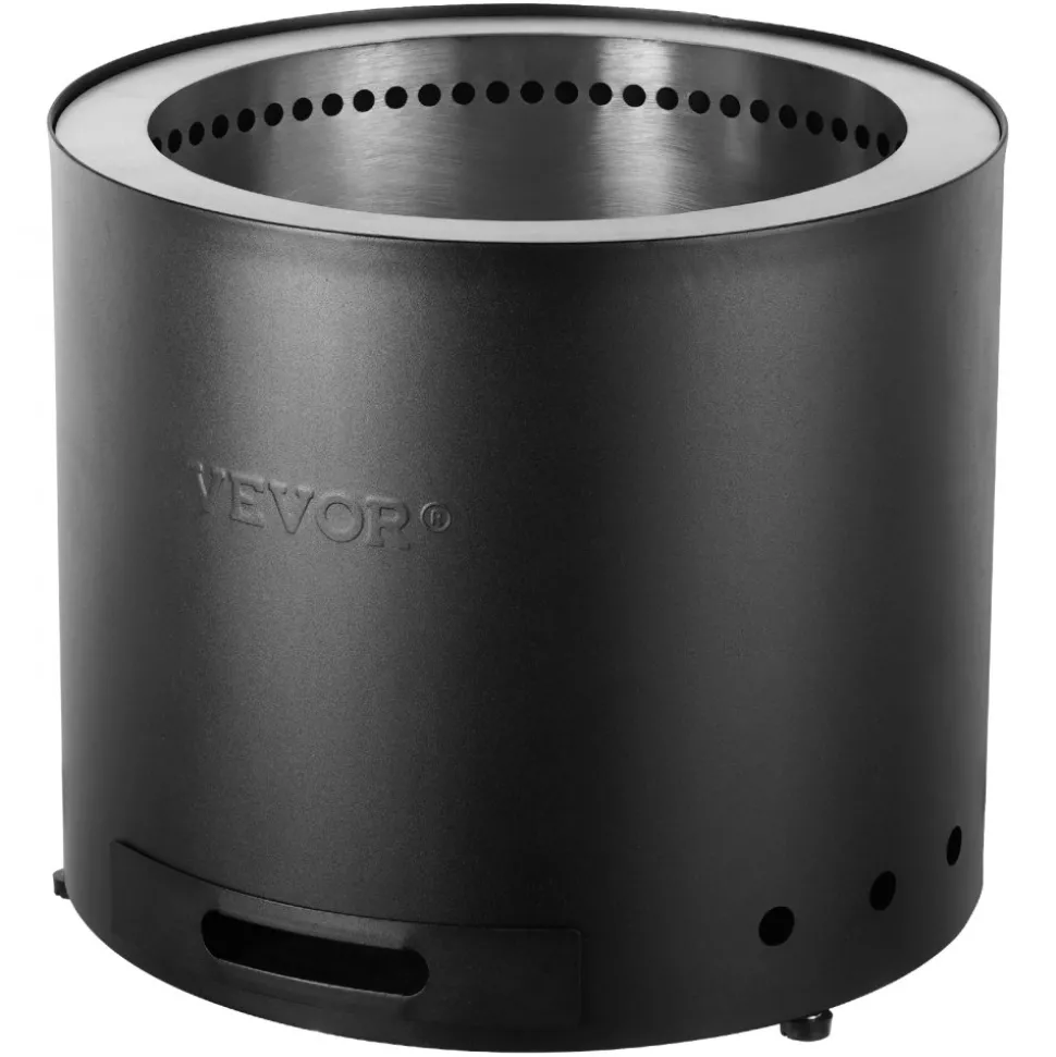 VEVOR Smokeless Fire Pit Stove Bonfire, H: 12.6 in x Dia: 15 in ,Wood Burning Fireplaces with Removable Ash Pan, SUS430 Stainless Steel inner Portable Outdoor Firepit, Ideal for Outdoor Patio Camping