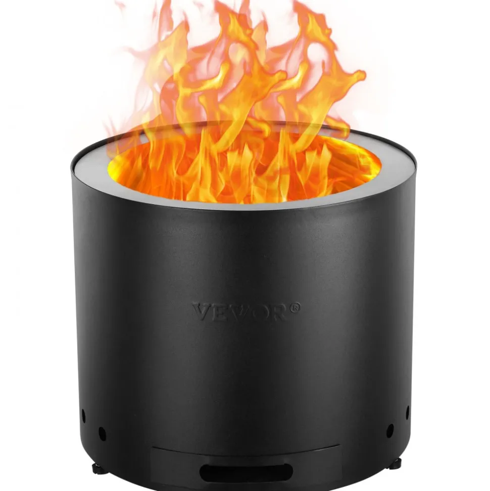 VEVOR Smokeless Fire Pit Stove Bonfire, H: 12.6 in x Dia: 15 in ,Wood Burning Fireplaces with Removable Ash Pan, SUS430 Stainless Steel inner Portable Outdoor Firepit, Ideal for Outdoor Patio Camping