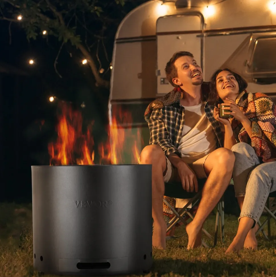 VEVOR Smokeless Fire Pit Stove Bonfire, H: 12.6 in x Dia: 15 in ,Wood Burning Fireplaces with Removable Ash Pan, SUS430 Stainless Steel inner Portable Outdoor Firepit, Ideal for Outdoor Patio Camping