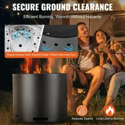 VEVOR Smokeless Fire Pit Stove Bonfire, H: 12.6 in x Dia: 15 in ,Wood Burning Fireplaces with Removable Ash Pan, SUS430 Stainless Steel inner Portable Outdoor Firepit, Ideal for Outdoor Patio Camping