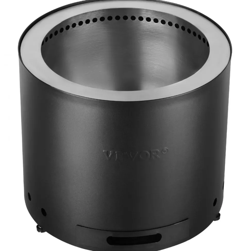 VEVOR Smokeless Fire Pit Stove Bonfire, H: 12.6 in x Dia: 15 in ,Wood Burning Fireplaces with Removable Ash Pan, SUS430 Stainless Steel inner Portable Outdoor Firepit, Ideal for Outdoor Patio Camping