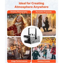VEVOR Snow Machine, 1500W Handheld/Hanging Snow Maker By Wireless Remote Control, Portable Snowmaking Machine, High Output Snowflake Maker with 5L Tank for Christmas Party Wedding Stage Effects