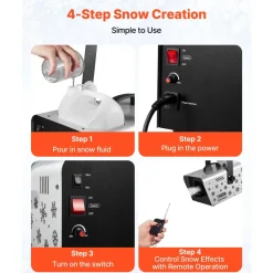 VEVOR Snow Machine, 1500W Handheld/Hanging Snow Maker By Wireless Remote Control, Portable Snowmaking Machine, High Output Snowflake Maker with 5L Tank for Christmas Party Wedding Stage Effects