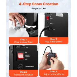 VEVOR Snow Machine, 2000W 90°Shaking Head Snow Maker by Wireless/Wired Remote Control, High Output Snowmaking Machine Coverage up to 25 ㎡ with 5L Tank for Christmas Wedding Parties