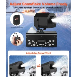 VEVOR Snow Machine, 2000W 90°Shaking Head Snow Maker by Wireless/Wired Remote Control, High Output Snowmaking Machine Coverage up to 25 ㎡ with 5L Tank for Christmas Wedding Parties