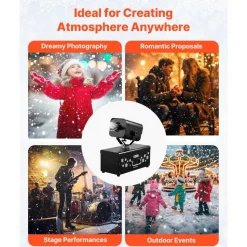 VEVOR Snow Machine, 1200W 90° Shaking Head Snow Maker with Wireless Remote Control, High Output Snowmaking Machine Coverage up to 12 ㎡ for Christmas Wedding Parties Stage Snowflake Effect