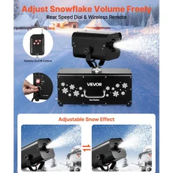 VEVOR Snow Machine, 1200W 90° Shaking Head Snow Maker with Wireless Remote Control, High Output Snowmaking Machine Coverage up to 12 ㎡ for Christmas Wedding Parties Stage Snowflake Effect