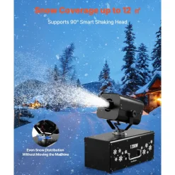 VEVOR Snow Machine, 1200W 90° Shaking Head Snow Maker with Wireless Remote Control, High Output Snowmaking Machine Coverage up to 12 ㎡ for Christmas Wedding Parties Stage Snowflake Effect