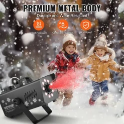 VEVOR Snow Machine, 800W Snow Making Machine with 8 LED RGB Lights and Remote Control, High Output Snowflake Maker Stage Snow Effect for Christmas, Halloween, Wedding, DJ Parties and Valentine's Day