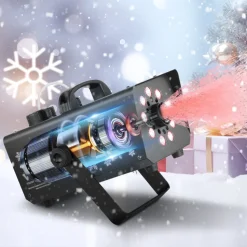 VEVOR Snow Machine, 800W Snow Making Machine with 8 LED RGB Lights and Remote Control, High Output Snowflake Maker Stage Snow Effect for Christmas, Halloween, Wedding, DJ Parties and Valentine's Day