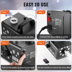 VEVOR Snow Machine, 800W Snow Making Machine with 8 LED RGB Lights and Remote Control, High Output Snowflake Maker Stage Snow Effect for Christmas, Halloween, Wedding, DJ Parties and Valentine's Day
