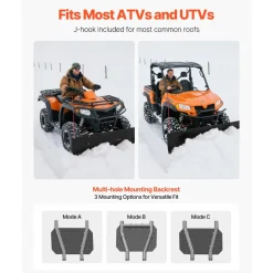 VEVOR Snow Plow Blade, 43 in/72 in Width Adjustable Snow Plow Kit, Easy to Detach, Universal Mount Plowing Attachment with Rubber Flaps, Heavy Duty Steel Blade, Compatible with Most UTV & ATV