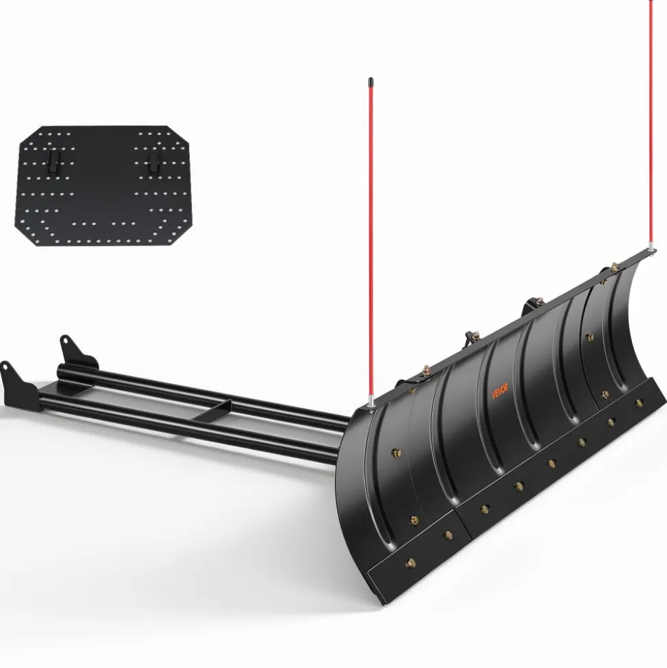 VEVOR Snow Plow Kit 43 in/60 in Width Adjustable Universal Plow Attachment, for Most ATVs and UTVs, Height & Left-Right Adjustable, 3 Mount Options, Steel ATV Scrape Blade, Efficient Snows Clearing