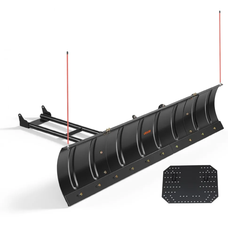 VEVOR Snow Plow Kit 43 in/72 in Width Adjustable Universal Plow Attachment, for Most ATVs and UTVs, Height & Left-Right Adjustable, 3 Mount Options, Steel ATV Scrape Blade, Efficient Snows Clearing
