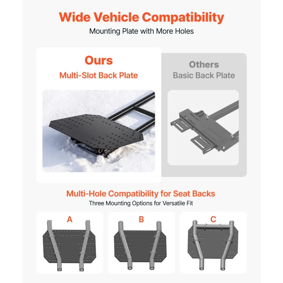VEVOR Snow Plow Kit 43 in/72 in Width Adjustable Universal Plow Attachment, for Most ATVs and UTVs, Height & Left-Right Adjustable, 3 Mount Options, Steel ATV Scrape Blade, Efficient Snows Clearing