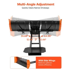 VEVOR Snow Plow Kit 43 in/60 in Width Adjustable Plow Attachment Side Wings, for Most ATVs & UTVs, Height & Left-Right Adjustable, 3 Mount Options, Universal Steel ATV Scrape Blade, Efficient Clearing