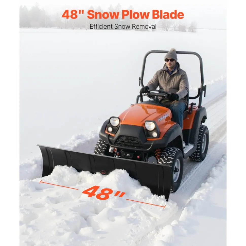 VEVOR Snow Plow Kit 48 in Universal Plow Attachment 3 Mount Options Black, for Most ATVs and UTVs, Height & Left-Right Adjustable, Quick to Detach, Steel ATV Scrape Blade, Efficient Snows Clearing