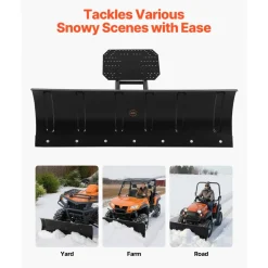VEVOR Snow Plow Kit 48 in Universal Plow Attachment 3 Mount Options Black, for Most ATVs and UTVs, Height & Left-Right Adjustable, Quick to Detach, Steel ATV Scrape Blade, Efficient Snows Clearing
