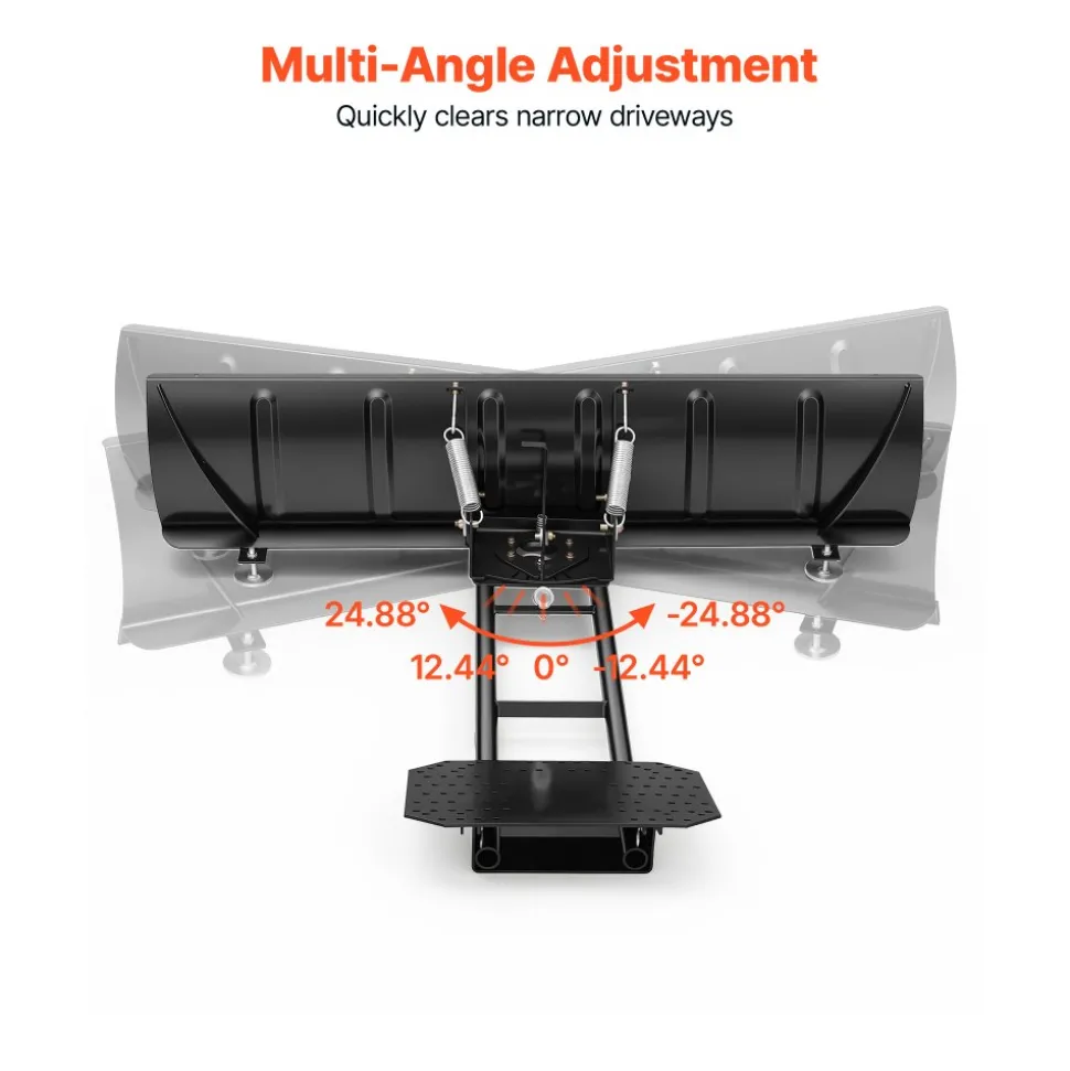 VEVOR Snow Plow Kit 60 in Universal Plow Attachment 3 Mount Options Black, for Most ATVs and UTVs, Height & Left-Right Adjustable, Quick to Detach, Steel ATV Scrape Blade, Efficient Snows Clearing