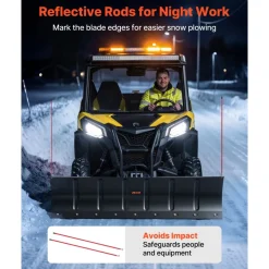 VEVOR Snow Plow Kit 60 in Universal Plow Attachment 3 Mount Options Black, for Most ATVs and UTVs, Height & Left-Right Adjustable, Quick to Detach, Steel ATV Scrape Blade, Efficient Snows Clearing
