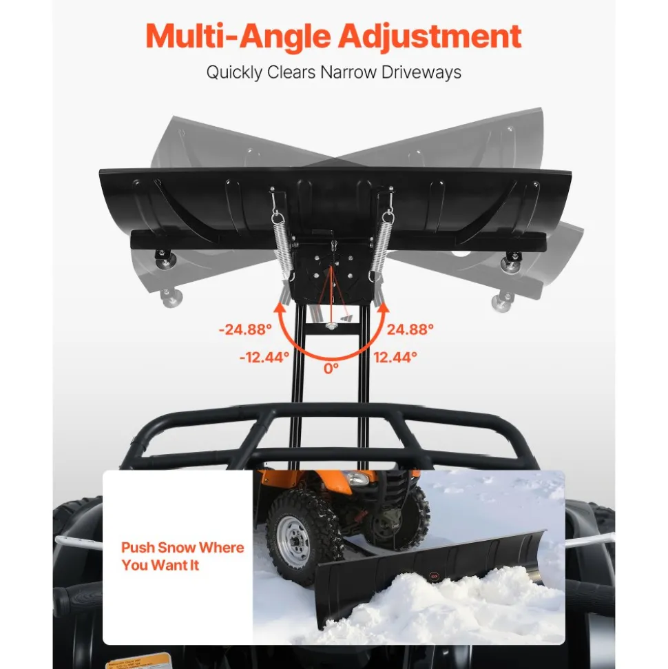 VEVOR Snow Plow Kit, 60in Universal Snow Plow Attachment, Height & Left-Right Adjustable, Quick To Detach, Steel ATV Scrape Blade, 3 Mount Options, Efficient Snows Clearing, for Most ATVs & UTVs