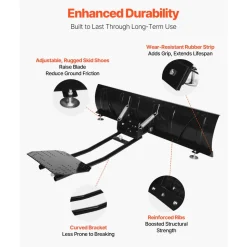 VEVOR Snow Plow Kit, 60in Universal Snow Plow Attachment, Height & Left-Right Adjustable, Quick To Detach, Steel ATV Scrape Blade, 3 Mount Options, Efficient Snows Clearing, for Most ATVs & UTVs