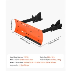 VEVOR Snow Plow Kit 22 to 32 in Width Adjustable Universal Plow Attachment, for Most Snowblowers, Dual-Mode Operation, Quick to Detach, Foldable Steel Scrape Blade, Efficient Snows Clearing, Black