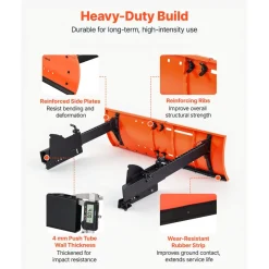 VEVOR Snow Plow Kit 22 to 32 in Width Adjustable Universal Plow Attachment, for Most Snowblowers, Dual-Mode Operation, Quick to Detach, Foldable Steel Scrape Blade, Efficient Snows Clearing, Black