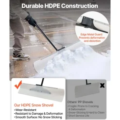 VEVOR Snow Pusher Shovel, 36 in Outdoor Snowplow Shovel with Ergonomic Grip, HDPE Plastic Blade, Winter Shovels with Segmented Handle, Metal Edged Strip, Portable Snow Removal Tool for Driveway Garden