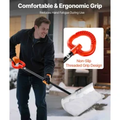 VEVOR Snow Pusher Shovel, 30 in Outdoor Snowplow Shovel with Ergonomic Grip, HDPE Plastic Blade, Winter Shovels with Segmented Handle, Metal Edged Strip, Portable Snow Removal Tool for Driveway Garden