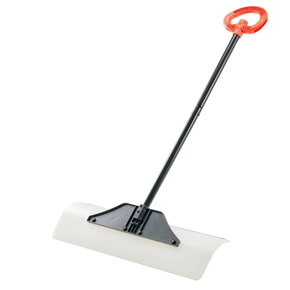 VEVOR Snow Pusher Shovel, 30 in Outdoor Snowplow Shovel with Ergonomic Grip, HDPE Plastic Blade, Winter Shovels with Segmented Handle, Metal Edged Strip, Portable Snow Removal Tool for Driveway Garden