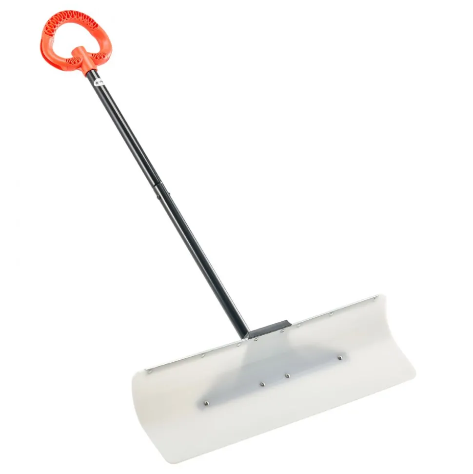 VEVOR Snow Pusher Shovel, 30 in Outdoor Snowplow Shovel with Ergonomic Grip, HDPE Plastic Blade, Winter Shovels with Segmented Handle, Metal Edged Strip, Portable Snow Removal Tool for Driveway Garden