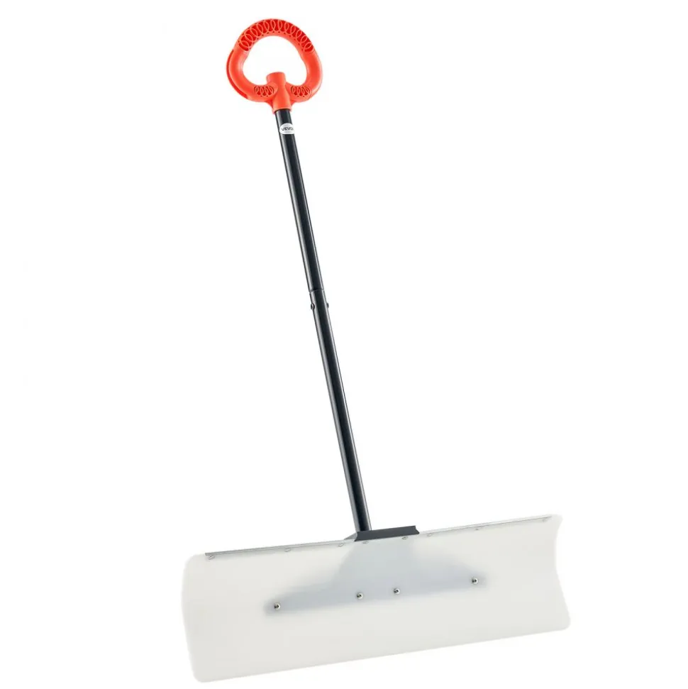VEVOR Snow Pusher Shovel, 30 in Outdoor Snowplow Shovel with Ergonomic Grip, HDPE Plastic Blade, Winter Shovels with Segmented Handle, Metal Edged Strip, Portable Snow Removal Tool for Driveway Garden