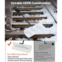 VEVOR Snow Pusher Shovel, 24 in Wide Outdoor Snowplow Shovel with Ergonomic Grip, HDPE Plastic Blade, Winter Shovels with Segmented Handle, Portable Snow Removal Tool for Driveway Garden Camping