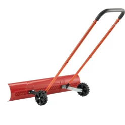 VEVOR Snow Pusher Shovel with Wheels, 24 in Wheeled Snowplow Shovel with Bi-Directional Angled Blade & 90 Degree Adjustable Handle, Metal Winter Shovels, Portable Snow Removal Tool for Driveway Garden
