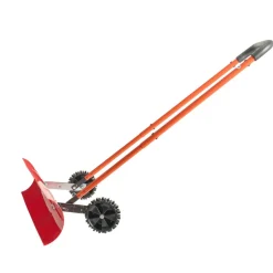VEVOR Snow Pusher Shovel with Wheels, 37.8 in Wheeled Snowplow Shovel with Bi-Directional Angled Blade & 90° Adjustable Handle, Durable Plastic Winter Shovels, Portable Snow Removal Tool for Driveway