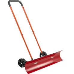 VEVOR Snow Pusher Shovel with Wheels, 37.8 in Wheeled Snowplow Shovel with Bi-Directional Angled Blade & 90° Adjustable Handle, Durable Plastic Winter Shovels, Portable Snow Removal Tool for Driveway