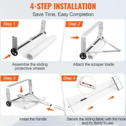 VEVOR Snow Roof Rake, 30ft Reach Aluminium Roof Shovel with Slide Cloth, Premium 19