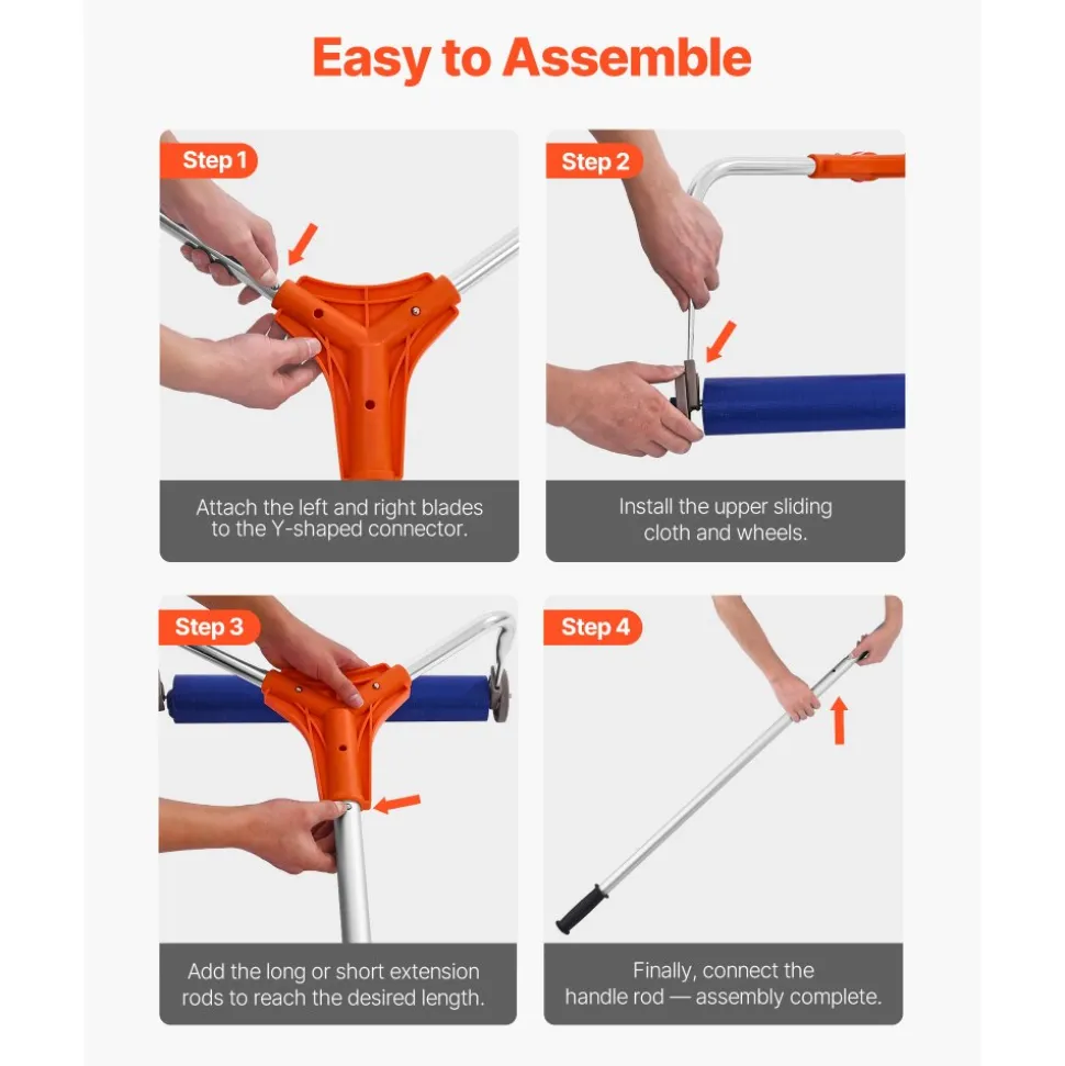 VEVOR Snow Roof Rake, 17 in Aluminum Blade, 4.1-17.2 ft Adjustable Roof Snow Scraper with Wheels & Slide, Lightweight Snows Removal Tool for House Rooftop Leaves Debris Clearing