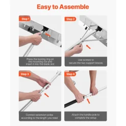 VEVOR Snow Roof Rake, 26 in Aluminum Blade, 7.5-20 ft Adjustable Roof Snow Scraper with Wheels, Anti-Slip Handle Snows Removal Tool, Lightweight House Rooftop Rake for Leaves Debris Removal