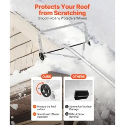 VEVOR Snow Roof Rake, 18.5 in Aluminum Blade, 5.2-30 ft Adjustable Roof Snow Scraper with Wheels & Slide, , Lightweight Snows Removal Tool for House Rooftop Leaves Debris Clearing