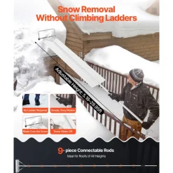 VEVOR Snow Roof Rake, 18.5 in Aluminum Blade, 5.2-30 ft Adjustable Roof Snow Scraper with Wheels & Slide, , Lightweight Snows Removal Tool for House Rooftop Leaves Debris Clearing