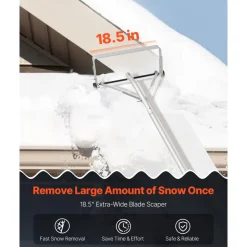 VEVOR Snow Roof Rake, 18.5 in Aluminum Blade, 5.2-30 ft Adjustable Roof Snow Scraper with Wheels & Slide, , Lightweight Snows Removal Tool for House Rooftop Leaves Debris Clearing