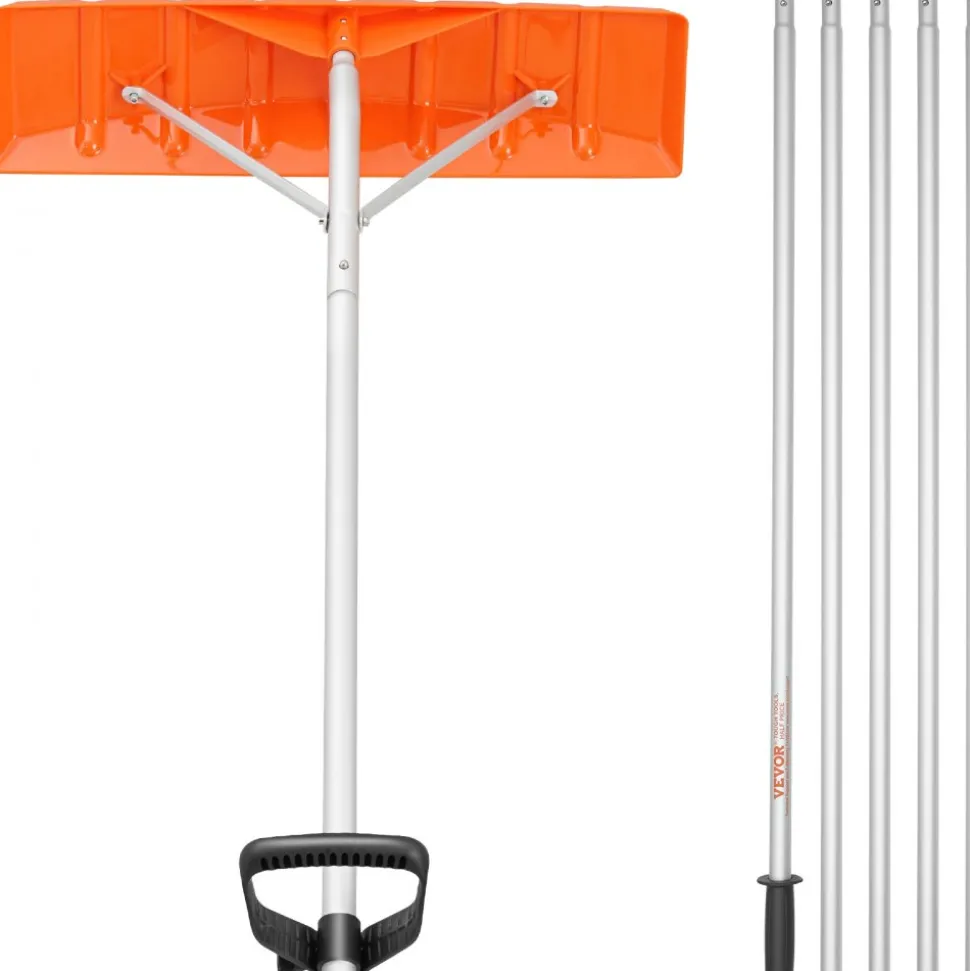 VEVOR Snow Roof Rake, 25" Plastic Blade Snow Removal Tool, 21ft Reach Aluminium Handle, Superior Roof Shovel with Anti-Slip Handle Grip, Easy to Setup & Use for House Roof, Car Snow, Wet Leaves