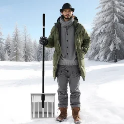 VEVOR Snow Shovel for Driveway, 16 in Wide Aluminum Alloy Snow Shovel, Non Slip Grip, Large Capacity Snowplow Shovels, Detachable & Lightweight Snows Removal Tool for Garden Car Camping Outdoors