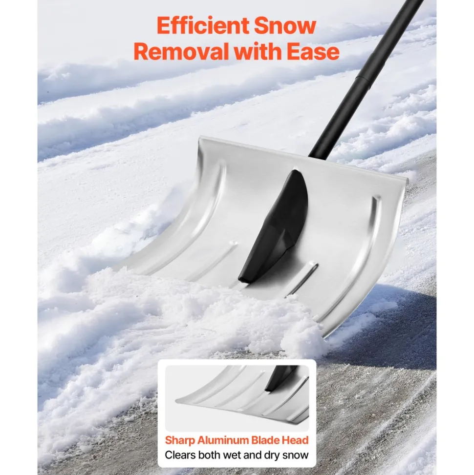 VEVOR Snow Shovel for Driveway, 16 in Wide Aluminum Alloy Snow Shovel, Non Slip Grip, Large Capacity Snowplow Shovels, Detachable & Lightweight Snows Removal Tool for Garden Car Camping Outdoors