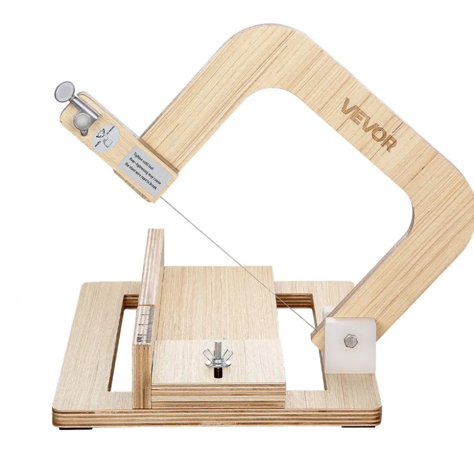 VEVOR Soap Cutter, 0-2 inch Adjustable Thickness, Wood Soap Slicer with Stainless Steel Adjustable Wire Tension, with Extra Wires, Multi Handmade Cutter for Candles, DIY Making Cutting Tool