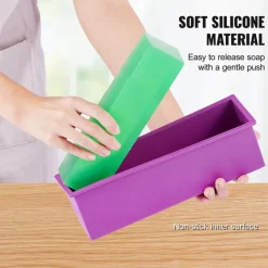 VEVOR Soap Making Kit, Bamboo Cutting Box and Inner Box with Silicone Mold, Stainless Steel Straight Cutter and Wavy Cutter, 100 Bags and 105 Stickers, Soap Making Supplies DIY Kits for Adults