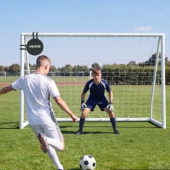 VEVOR Soccer Goal 10 x 6.5 FT PVC Soccer Goal for Backyard with PE Net, Portable & Weatherproof Set, with High-Strength PE Net, Target, Cones, for Kids & Adults Outdoor Backyard Practice Training