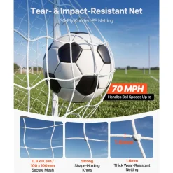 VEVOR Soccer Goal 8 x 6 FT PVC Soccer Goal for Backyard with PE Net, Portable Weatherproof Set, with High-Strength PE Net, Target, Cones, for Youth Kids & Adults Outdoor Backyard Practice Training